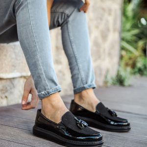 CH002 - RST Loafer Verniciata Erkek Ayakkabı SIYAH