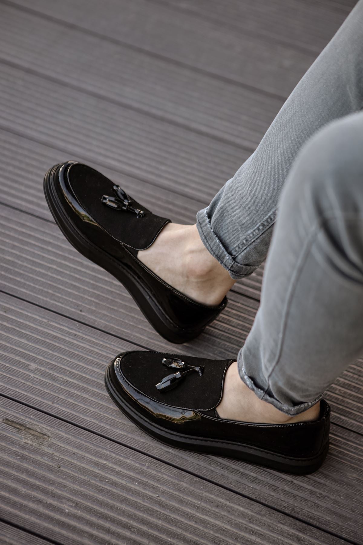 CH002 - RST Loafer Verniciata Erkek Ayakkabı SIYAH
